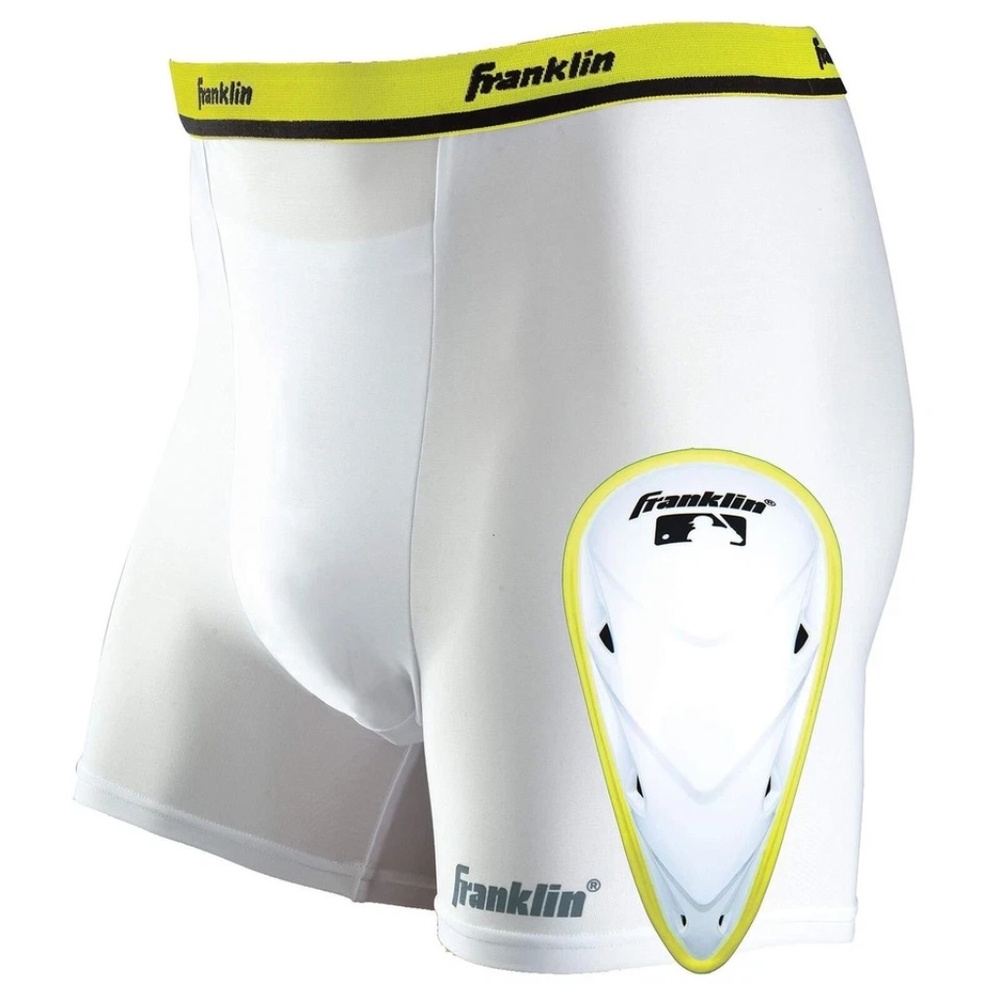 Franklin FLexpro Compression Short & Cup, White, boys Youth XS 19”-21” brand new
